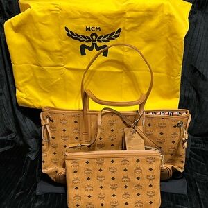 🛑SOLD🛑 MCM Tan Leather Shoulder Bags with Signature Monogram